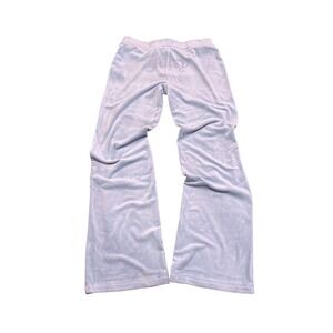 Juicy Couture Baby Blue Velour Rhinestone Logo Track Pants Small 1990s Y2K Flare